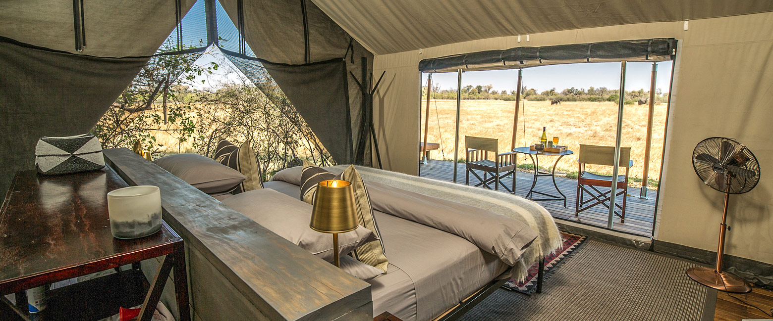 is a relatively polished option in the busy Khwai Village area