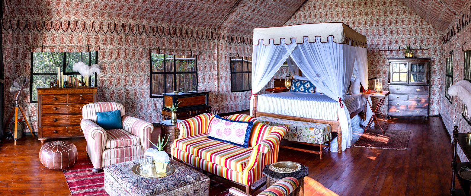 is a stylish high-end camp in the Okavango Delta 