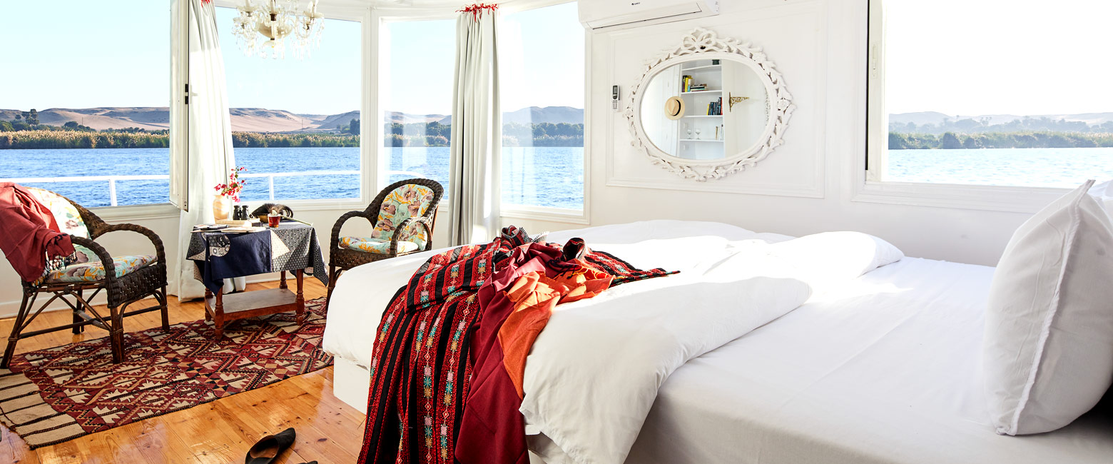 is a traditional dahabiya sailing from Luxor to Aswan