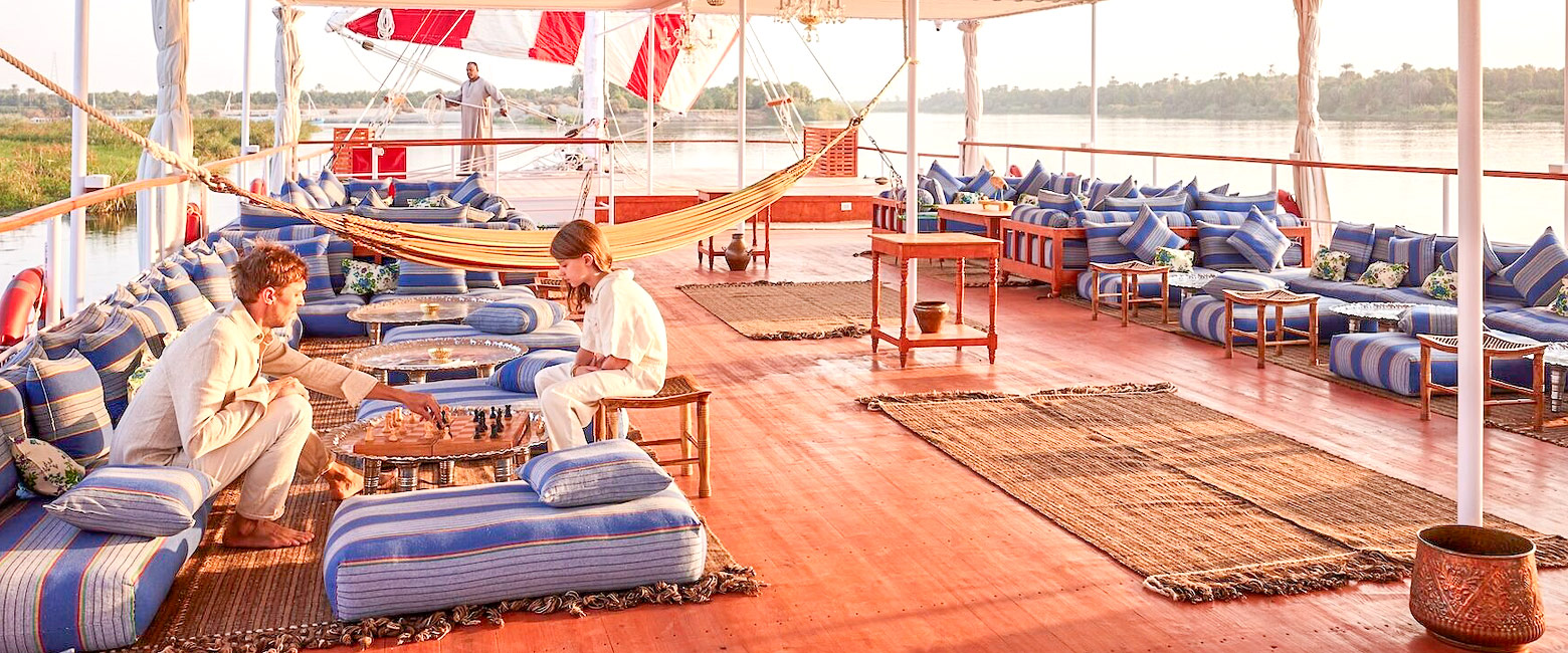 is a traditional dahabiya sailing from Luxor to Aswan 