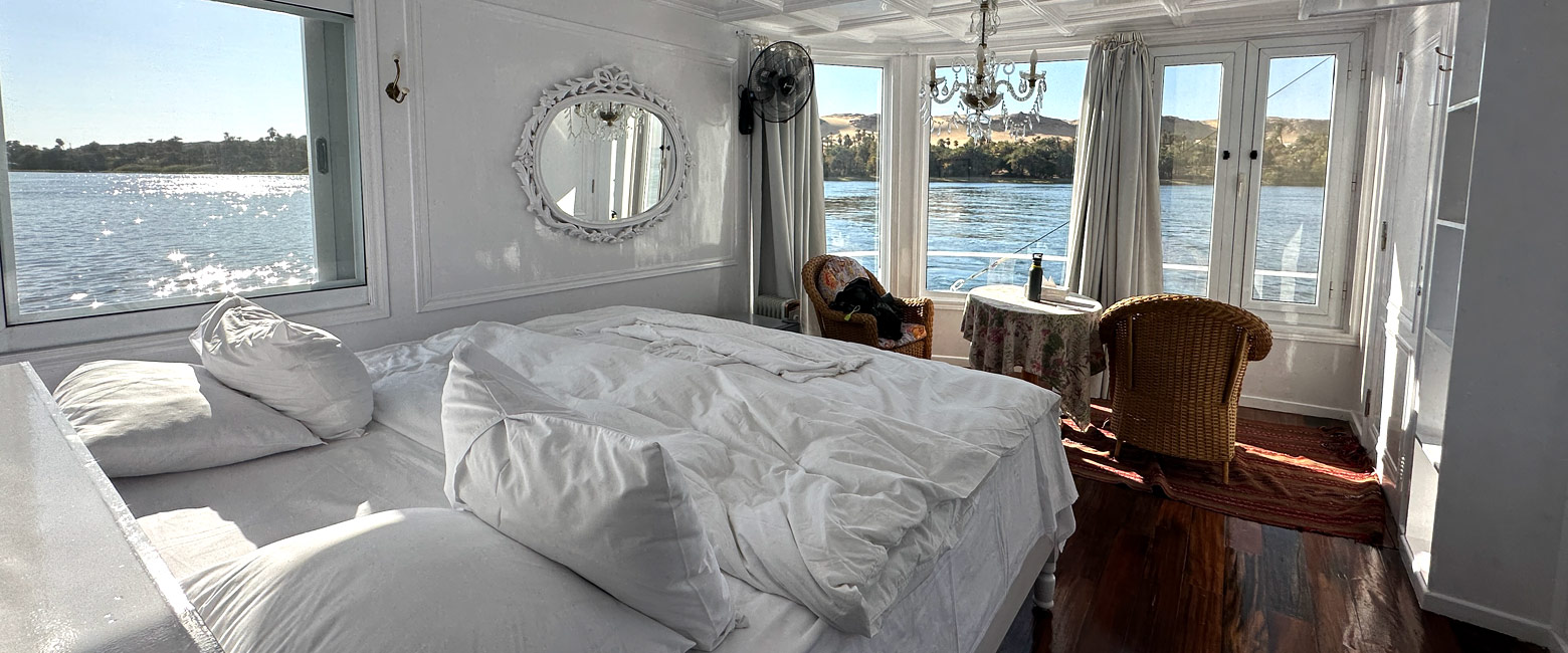 is a traditional dahabiya sailing from Luxor to Aswan 