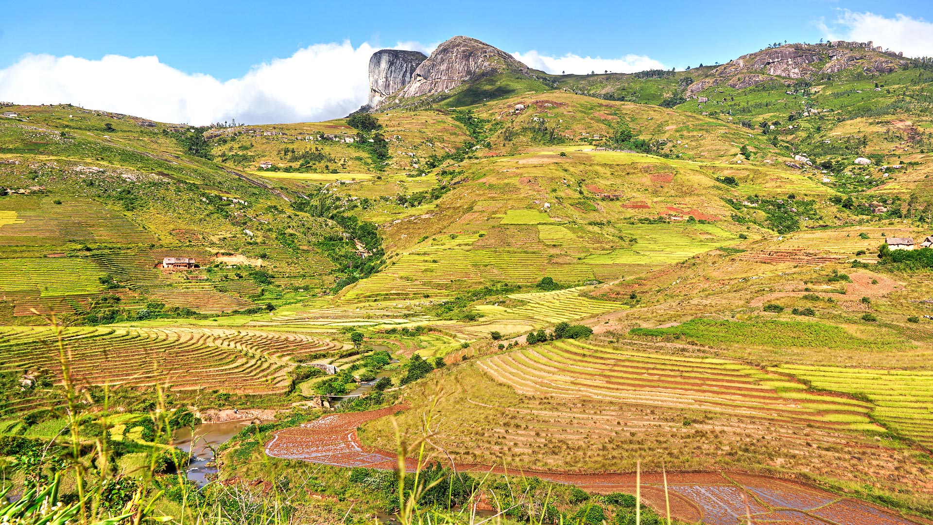 The lower slopes are heavily farmed, so hikes start out through villages ...