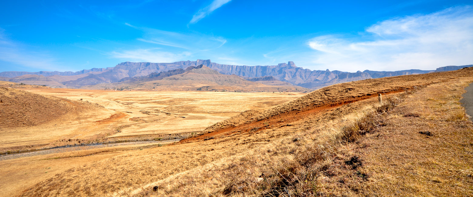 is a dramatic mountain range to the east of Lesotho