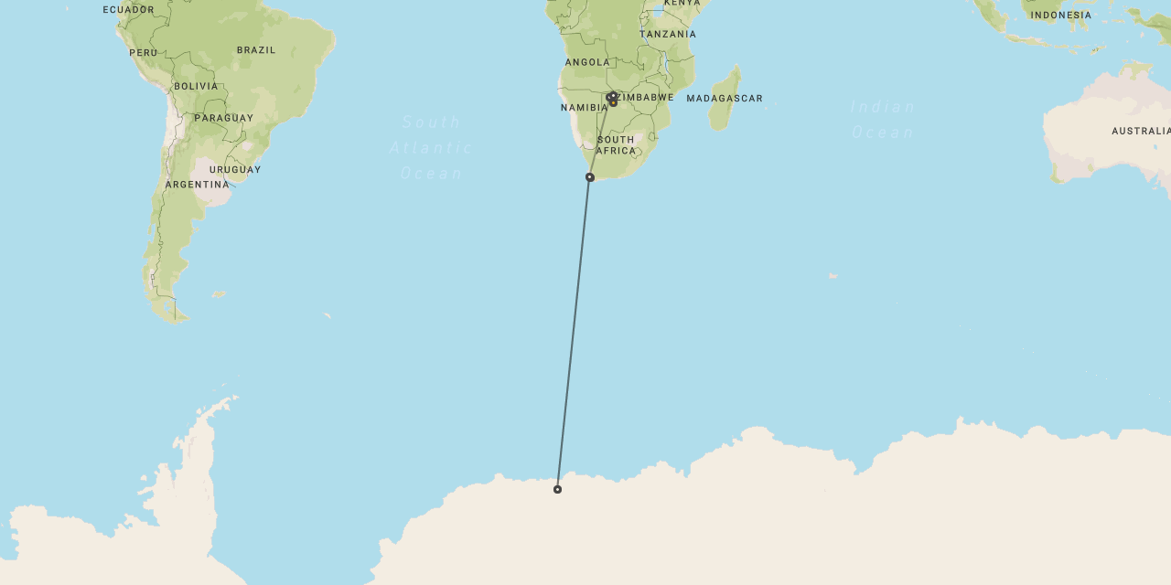 Antarctica by air from South Africa