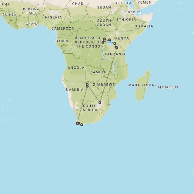 Gorillas, Serengeti, Bots & Cape